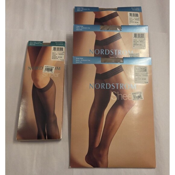 Nordstrom Accessories - Nordstrom Sheer Hosiery Lot Knee High Thigh High 20 Denier Leg Medium Beige New